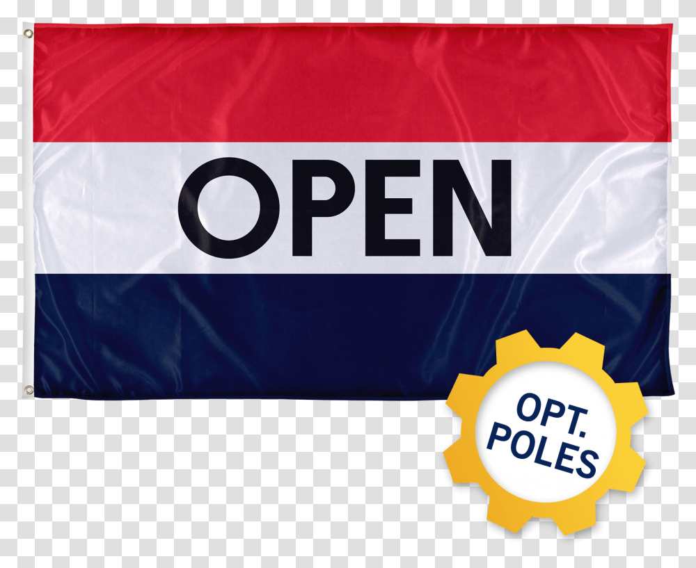 Open Flag W Optional Flagpole Banner, Word Transparent Png