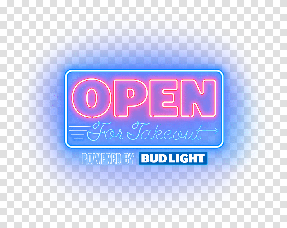 Open For Takeout Bud Light Logo, Neon, Frisbee, Toy Transparent Png