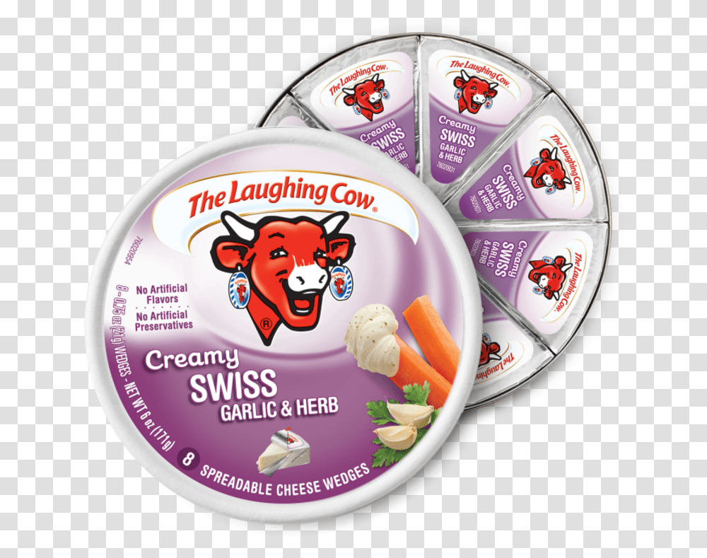 Open Garlic Herb Laughing Cow Cheese, Label, Logo, Dog Transparent Png