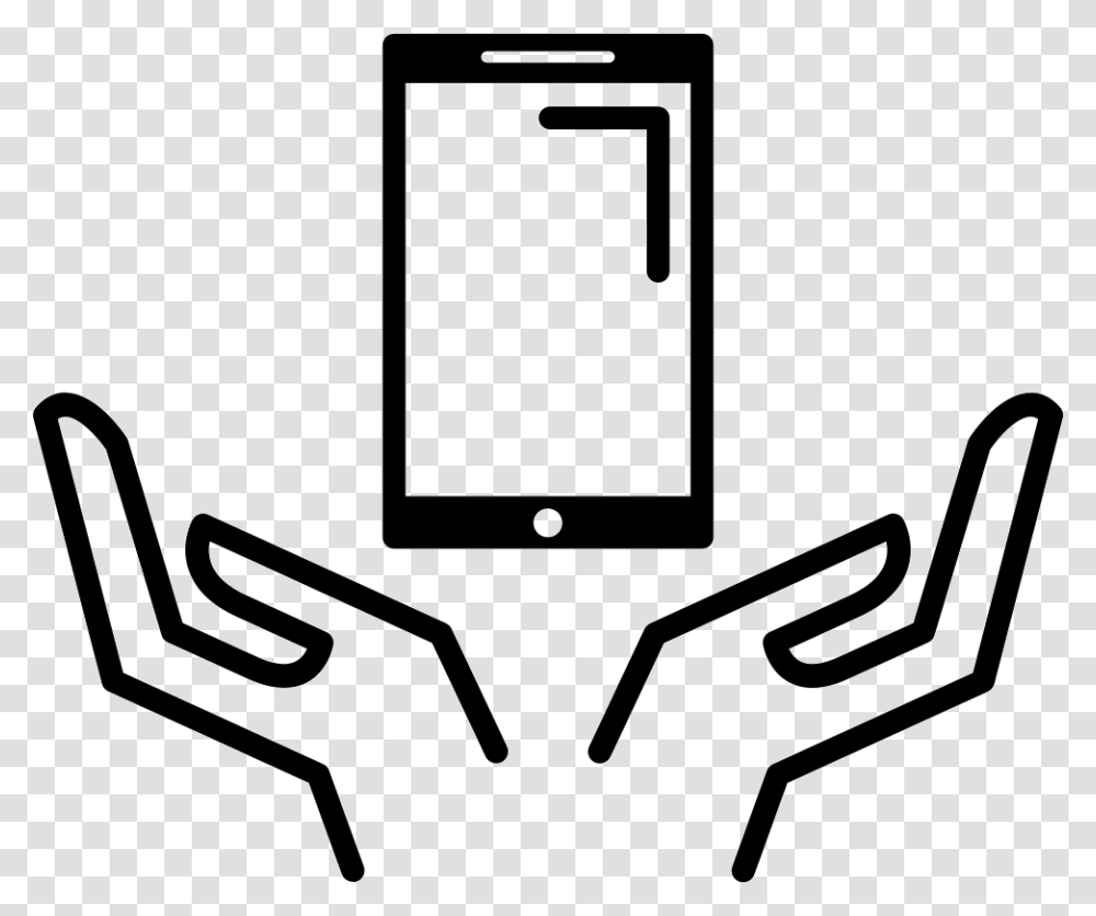 Open Hands Catching Mobile Phone Icon Free Download, Chair, Label Transparent Png