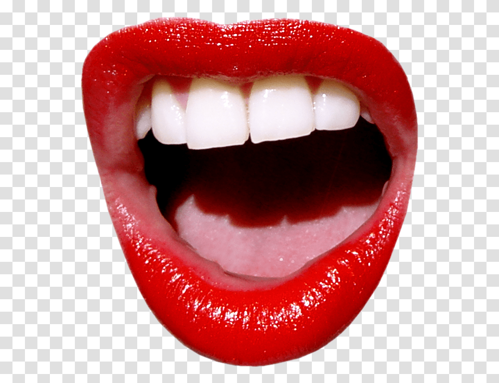 Open Mouth With Lipstick, Teeth, Tongue Transparent Png