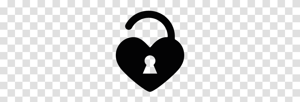 Open Padlock Heart Silhouette Silhouette Of Open Padlock Heart, Security, Moon, Outer Space, Night Transparent Png