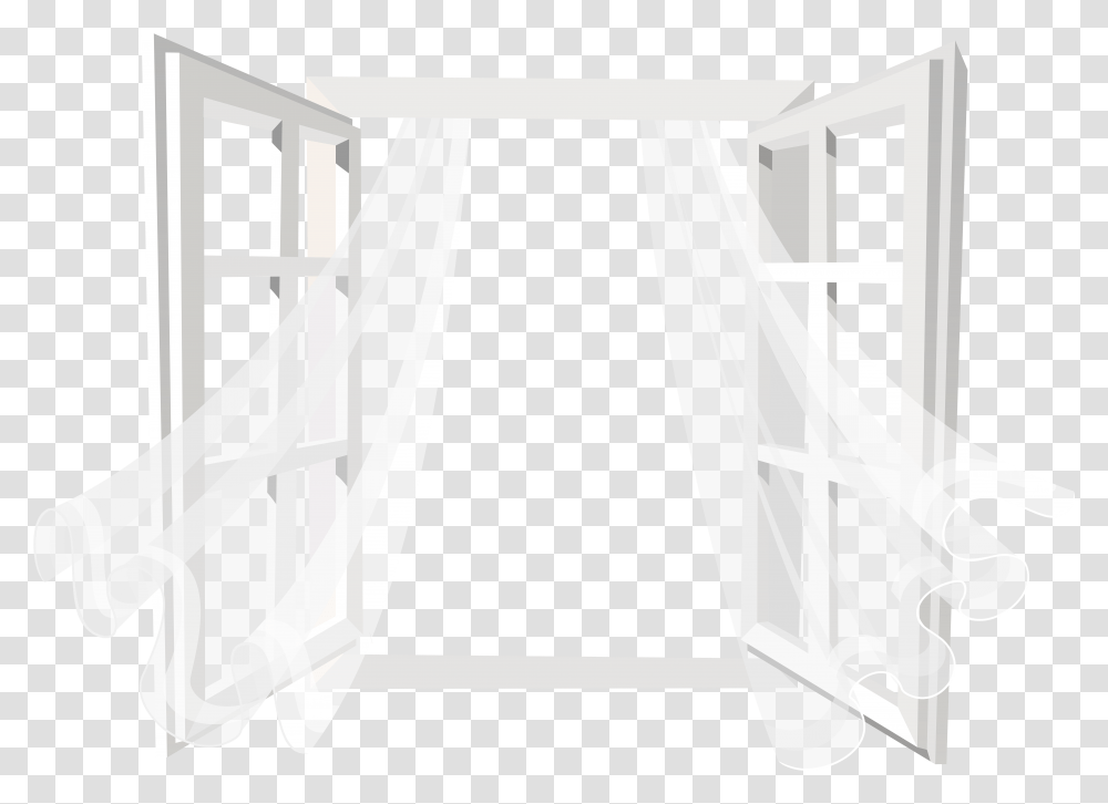 Open Window With Curtain Clip Art Open Window, Furniture, Staircase, Table, Gate Transparent Png