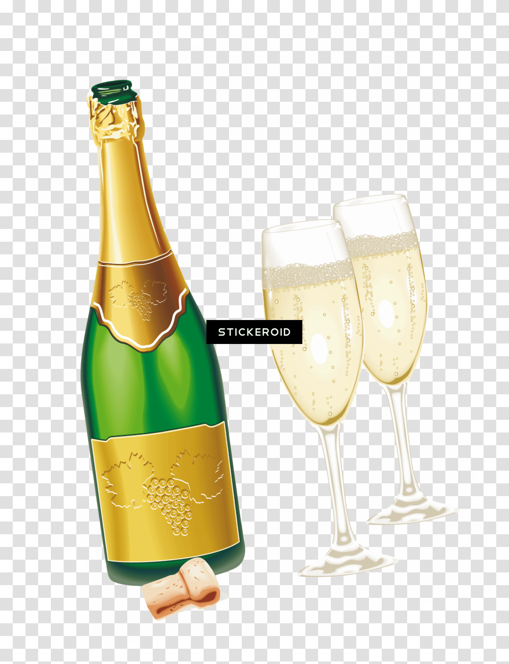 Open Wine Bottle Champagne, Alcohol, Beverage, Drink, Glass Transparent Png