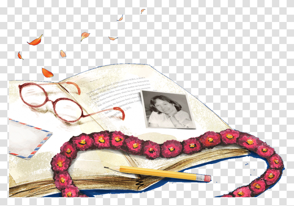 Opened Book Glasses Envelope Pencil Marie S Photo Craft, Person, Accessories, Paper Transparent Png