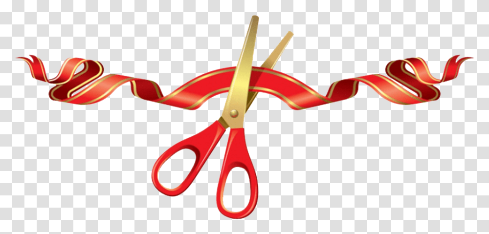 Opening Ribbon Cutting Clipart Download Ribbon Cutting, Scissors, Blade, Weapon, Weaponry Transparent Png
