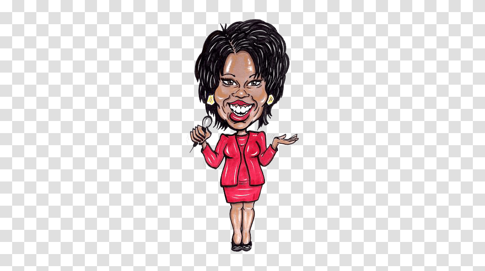 Oprah Caricature Clipart, Person, Face, Coat Transparent Png