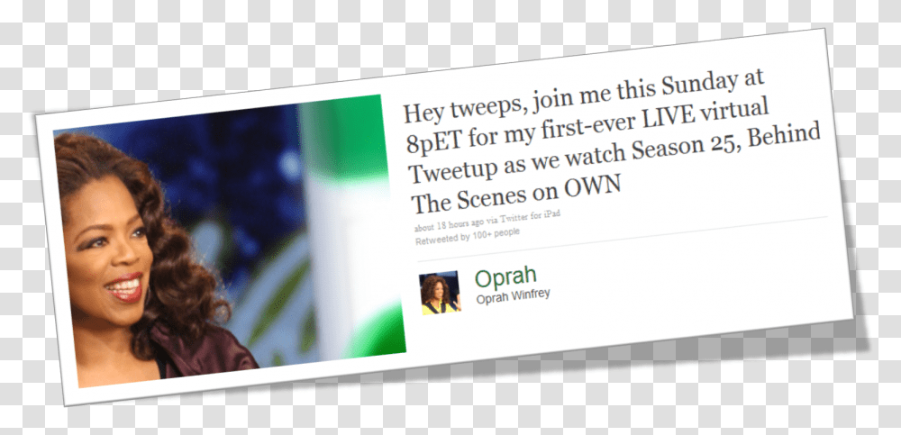 Oprah On Twitter Display Device, Person, Human, Paper Transparent Png