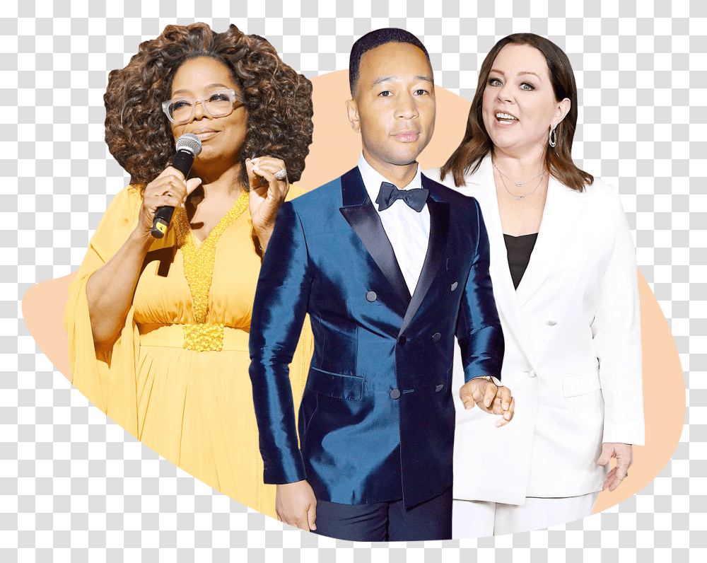 Oprah Winfrey John Legend Melissa Mccarthy, Person, Fashion, Microphone Transparent Png