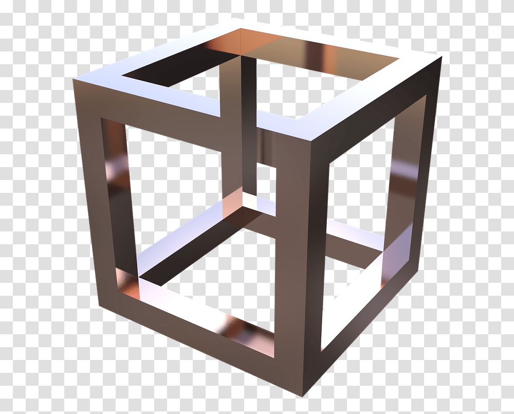 Optical Illusion Cube Geometric 3d Geometry Appearance Vs Reality Philosophy, Box, Crate, Furniture Transparent Png
