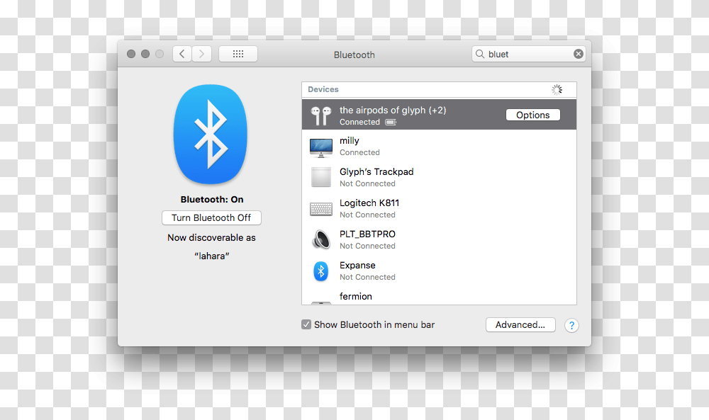 Options Button Connect Airpods To Macbook, File, Webpage, Electronics Transparent Png