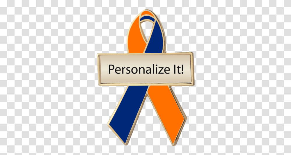 Orange And Blue Awareness Ribbons Lapel Pins Orange And Blue Awareness Ribbon, Text, Symbol, Word, Logo Transparent Png