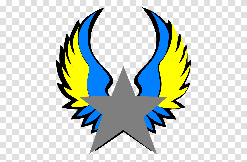 Orange And Blue Star Wings Svg Clip Arts, Logo, Trademark, Emblem Transparent Png