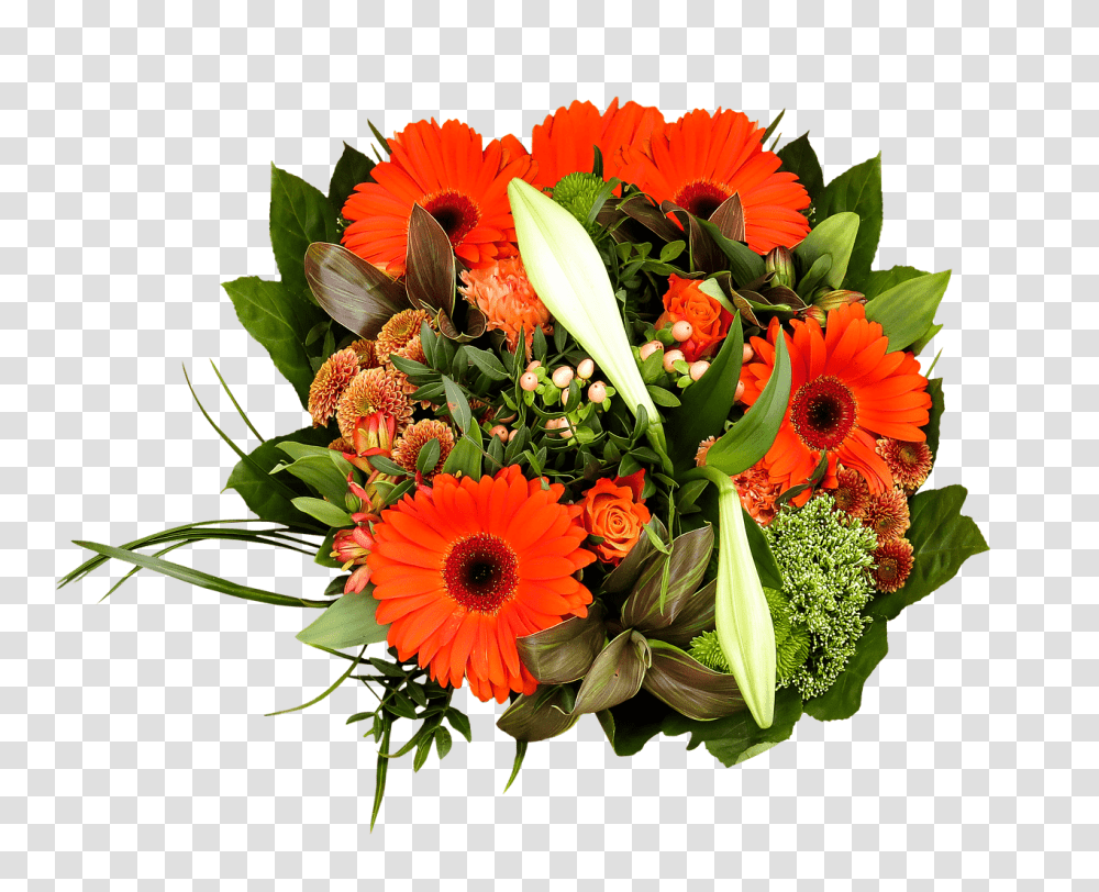Orange And Green Birthday Bouquet, Plant, Flower Bouquet, Flower Arrangement, Blossom Transparent Png