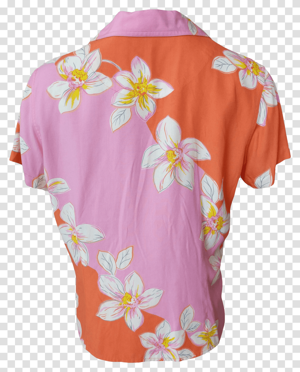 Orange And Pink Tropical Short Sleeve Button Up By Liz Claiborne Zinnia, Clothing, Apparel, Blouse, Pattern Transparent Png