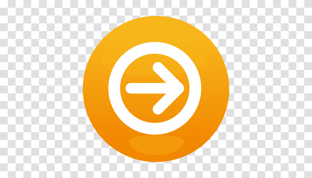 Orange Arrow Round Button, Logo, Trademark Transparent Png