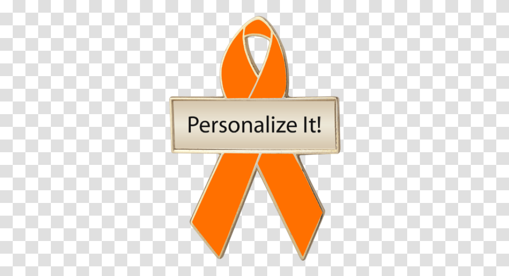 Orange Awareness Ribbons Lapel Pins Personalized Cause Kaaba, Symbol, Text, Alphabet, Word Transparent Png