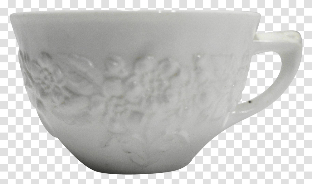 Orange Blossom White Milk Glass Cup Indiana Glass Coffee Cup, Porcelain, Pottery, Animal Transparent Png