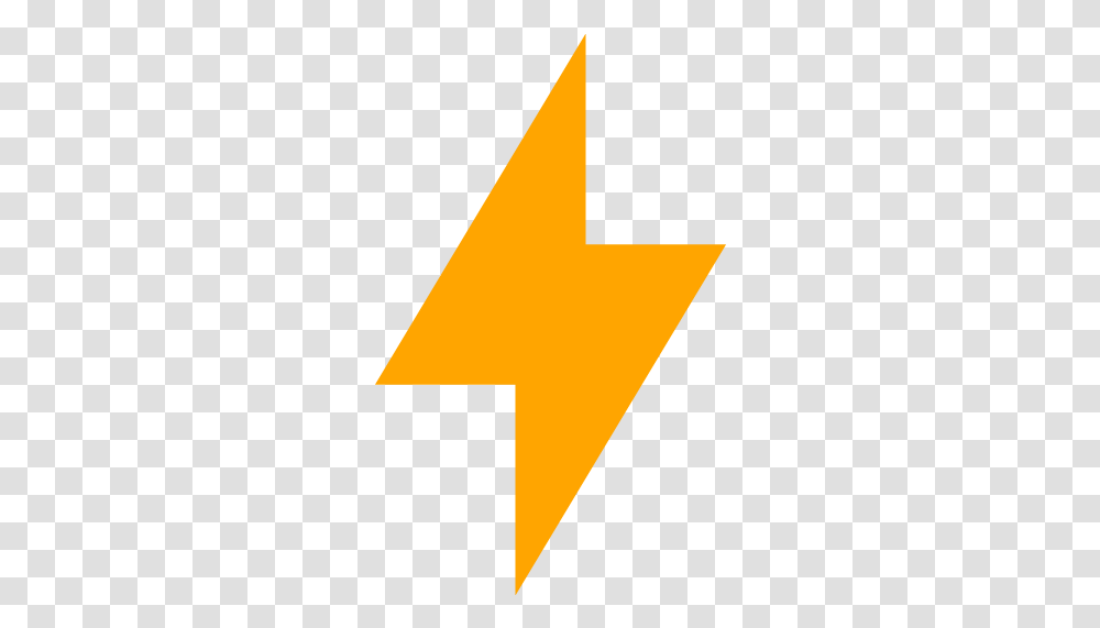 Orange Bolt Icon Free Orange Lightning Bolt Icons Red Bolt Icon, Symbol, Star Symbol, Triangle, Logo Transparent Png