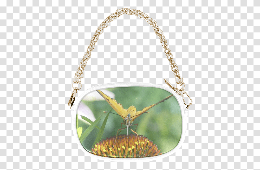 Orange Butterfly On A Cone Flower Chain Purse Handbag, Accessories, Accessory, Necklace, Jewelry Transparent Png