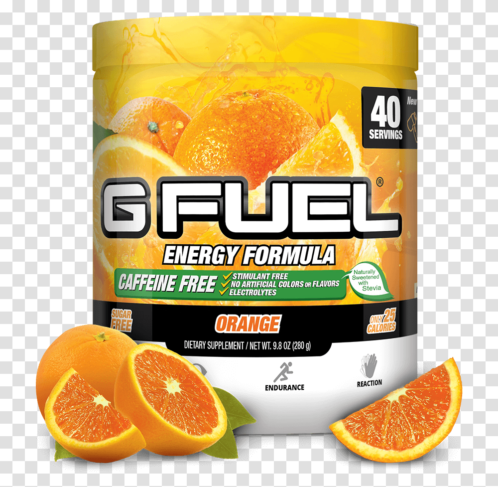 Orange Caffeine Free G Gfuel Orange, Juice, Beverage, Drink, Citrus Fruit Transparent Png