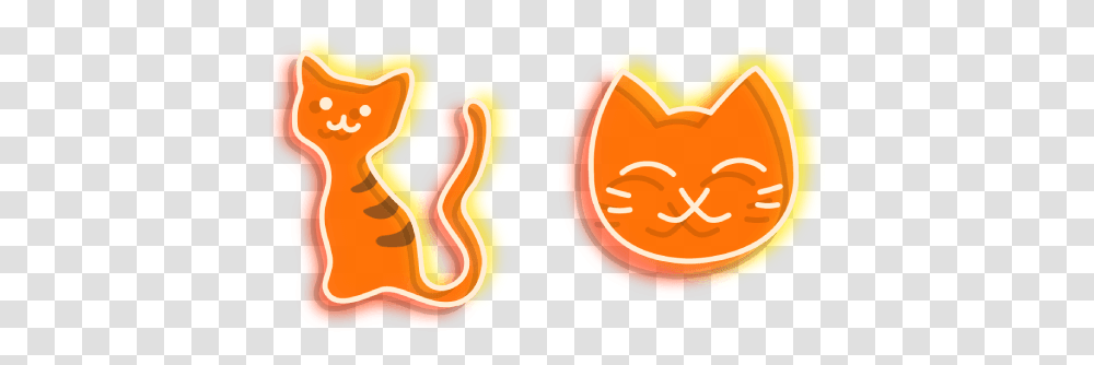 Orange Cat Neon Cursor Cartoon, Plant, Text, Food, Produce Transparent Png