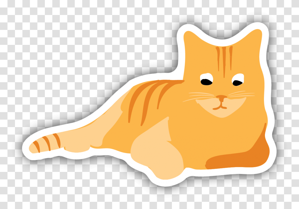 Orange Cat Sticker Asian, Animal, Mammal, Pet, Croissant Transparent Png