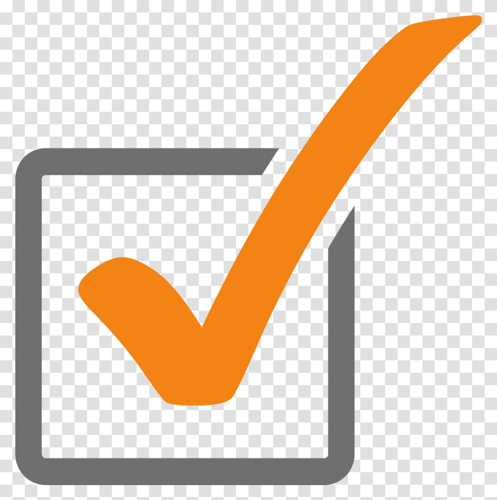 Orange Check Mark Icon Orange Check Box Icon, Axe, Tool, Text, Symbol Transparent Png