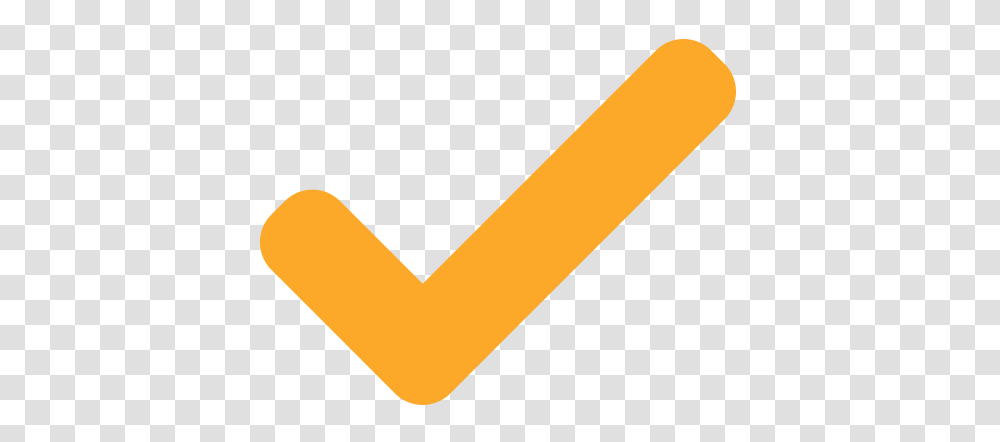 Orange Check Mark Symbol Check Mark, Text, Logo, Trademark, Face Transparent Png