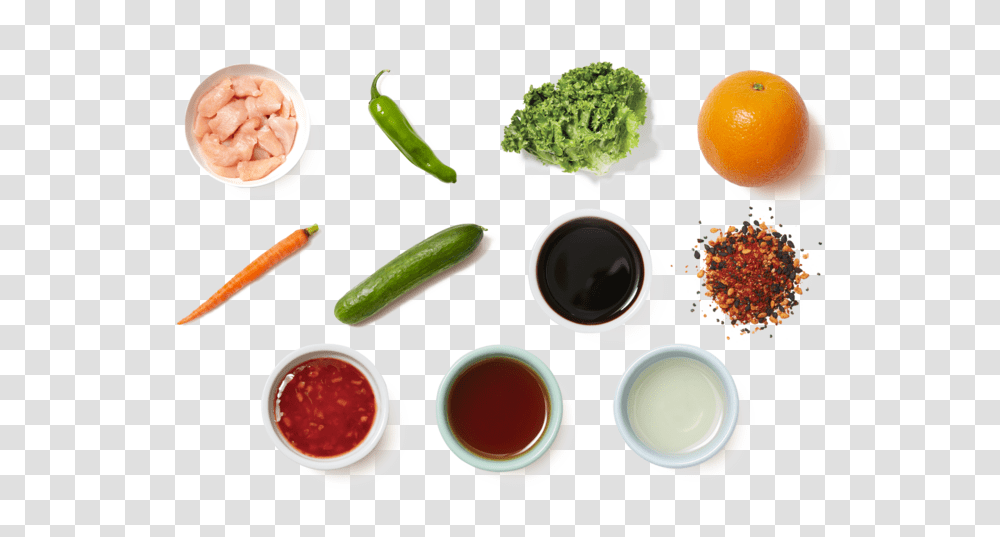 Orange Chicken Salad With Carrots Cucumber Amp Shishito Chicken, Food, Plant, Cup, Coffee Cup Transparent Png