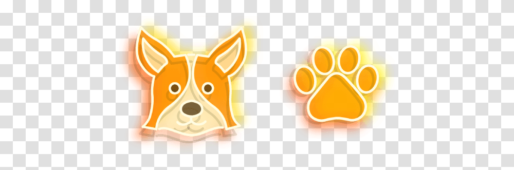 Orange Corgi Dog And Paw Neon Cursor - Custom Browser Corgi Neon Sign, Text, Art, Food, Animal Transparent Png