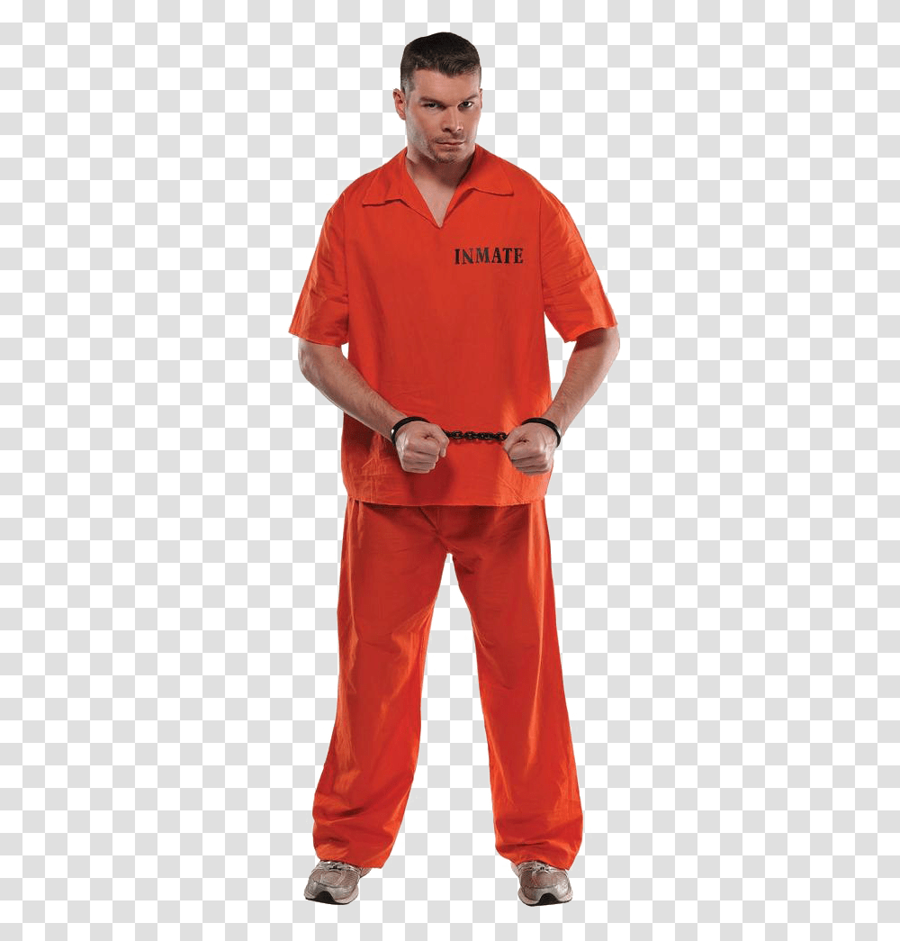 Orange Costume Prisoner Image Mens Prison Halloween Costume, Clothing, Apparel, Person, Human Transparent Png