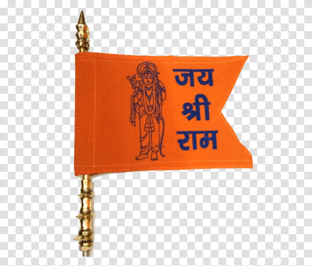 Orange Flag Image Jai Shree Ram Flag, Banner, Person, Human Transparent Png
