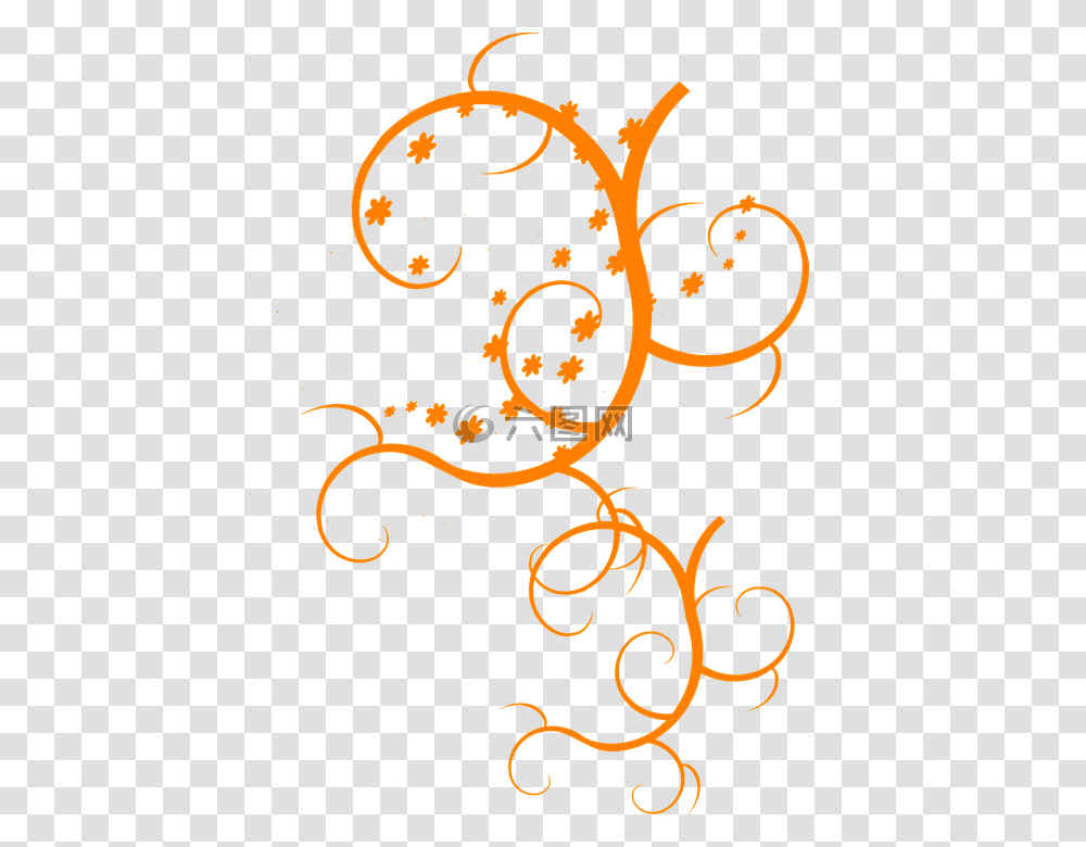 Orange Floral Design, Pattern Transparent Png