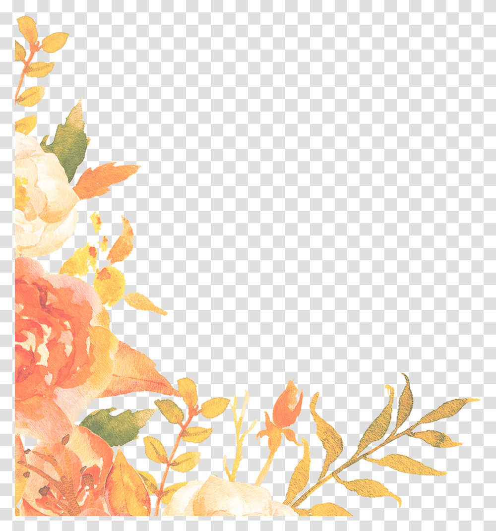 Orange Flower Border Peach Floral Border, Floral Design, Pattern Transparent Png