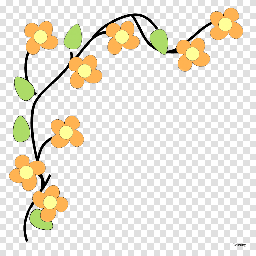 Orange Flower Clipart Corner, Floral Design, Pattern, Lighting Transparent Png