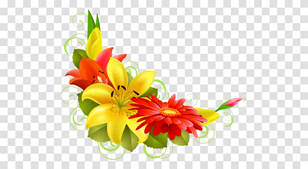 Orange Flower Clipart Corner, Floral Design, Pattern, Plant Transparent Png