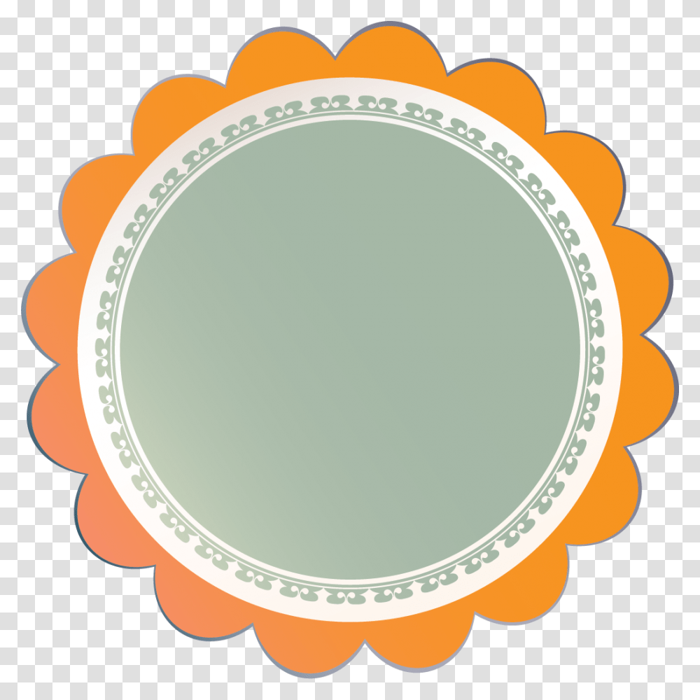 Orange Flower Outline Badge With Gray Round Blue Circle Frame Design, Oval, Tape, Bracelet, Jewelry Transparent Png