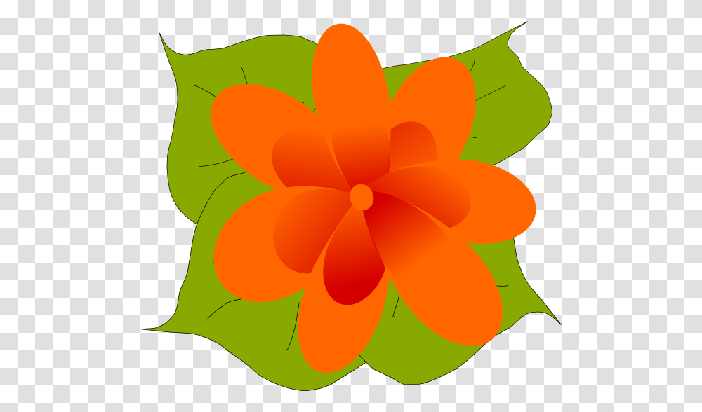 Orange Flower With Leaves Svg Clip Arts Flower Leaf Clip Art, Plant, Floral Design, Pattern Transparent Png