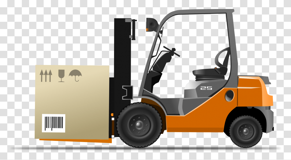 Orange Forklift Loader With Box Delivery Equipment, Vehicle, Transportation, Truck, Lawn Mower Transparent Png