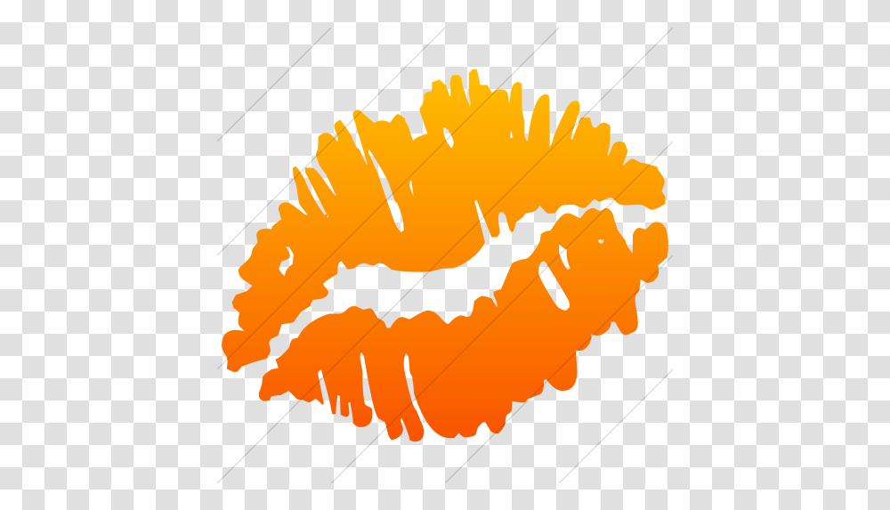 Orange Gradient Classica Kiss Mark Icon Black Kiss Mark, Outdoors, Nature, Tobacco, Leaf Transparent Png