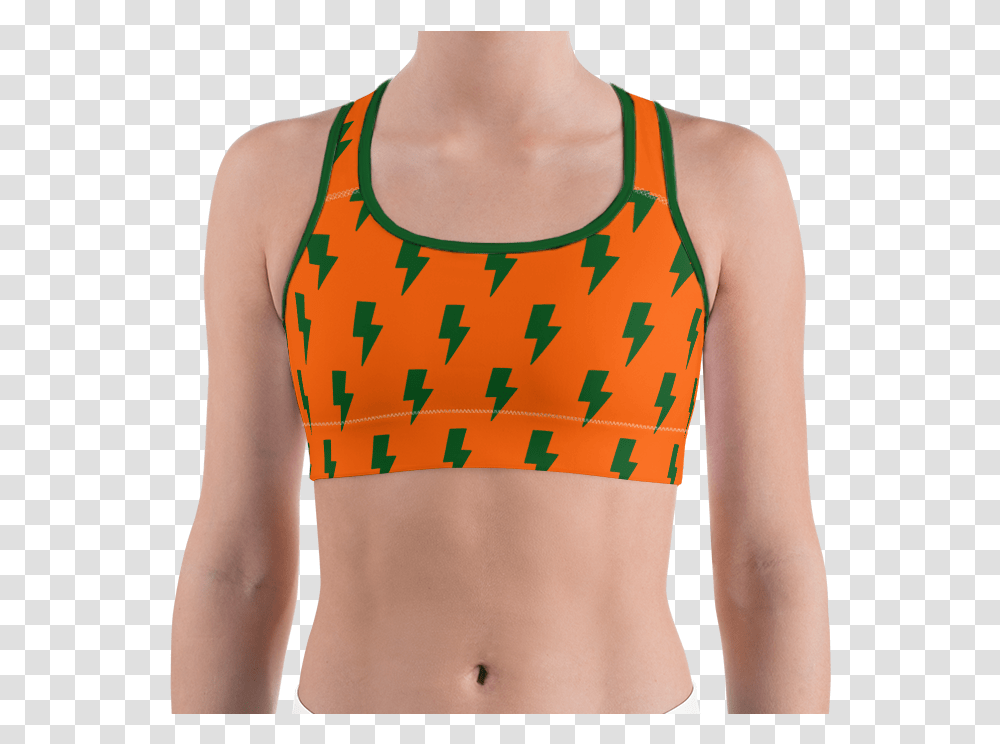 Orange Green Lightning Bolts Sports Midriff, Clothing, Apparel, Lingerie, Underwear Transparent Png