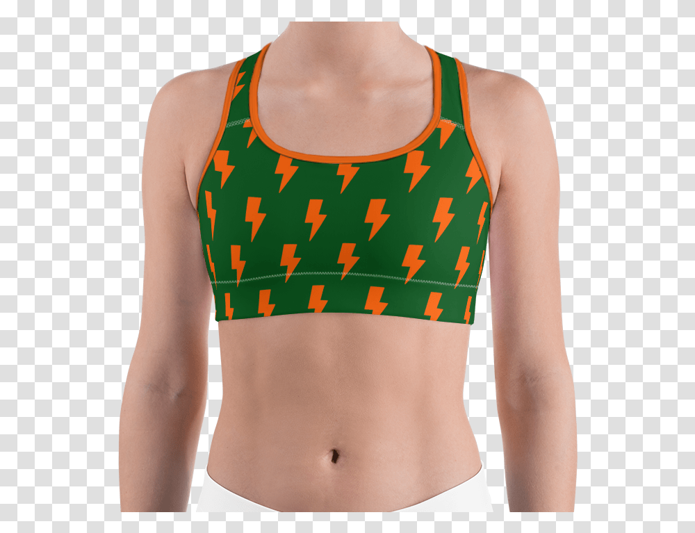 Orange Green Lightning Bolts Sports Sports Bra, Clothing, Apparel, Lingerie, Underwear Transparent Png