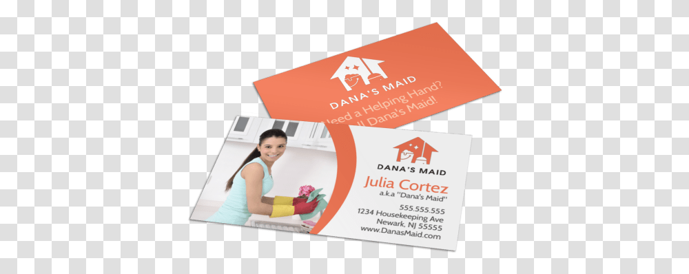 Orange House Cleaning Business Card Template Preview Flyer, Person, Human, Paper Transparent Png