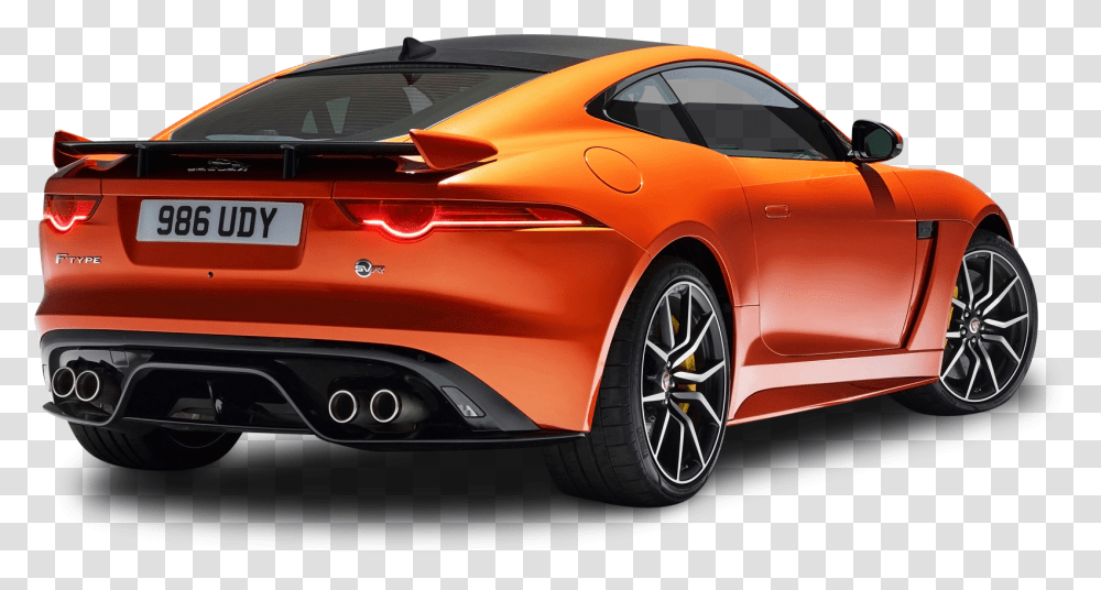 Orange Jaguar F Type Svr Coupe Back View Car Jaguar F Type Price South Africa, Vehicle, Transportation, Sports Car, Tire Transparent Png