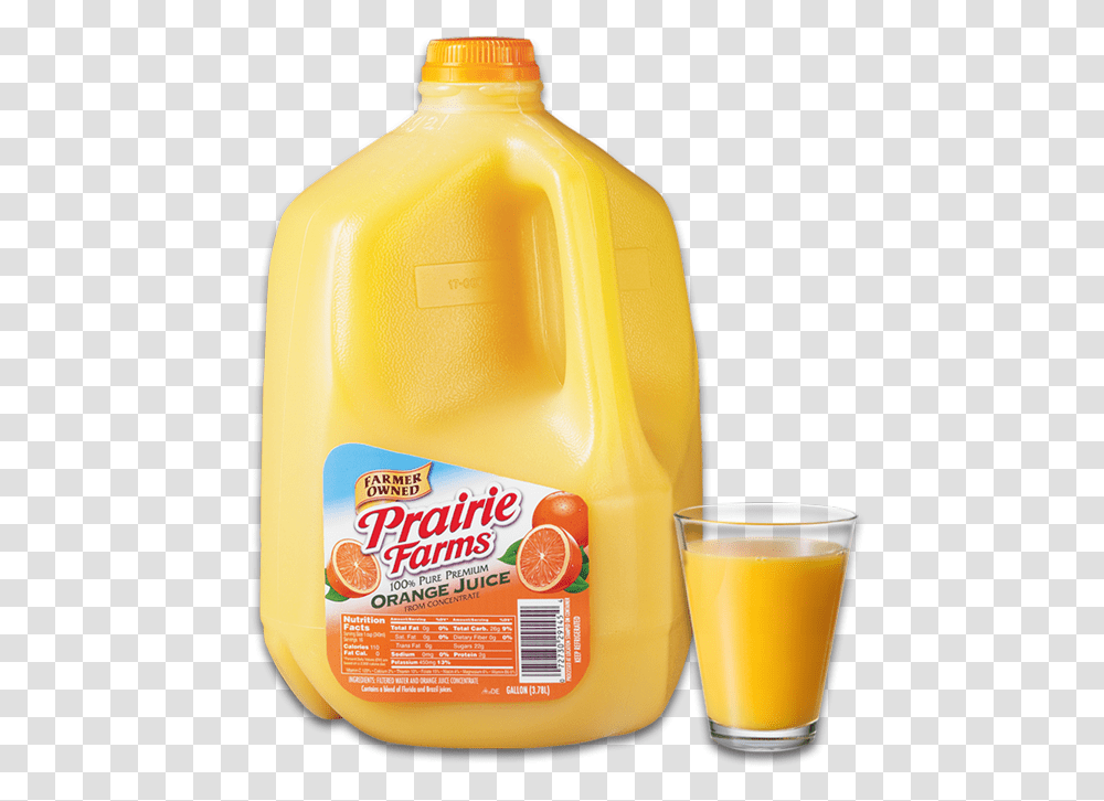 Orange Juice Prairie Farms Orange Juice Gallon, Beverage, Drink, Milk, Lemonade Transparent Png