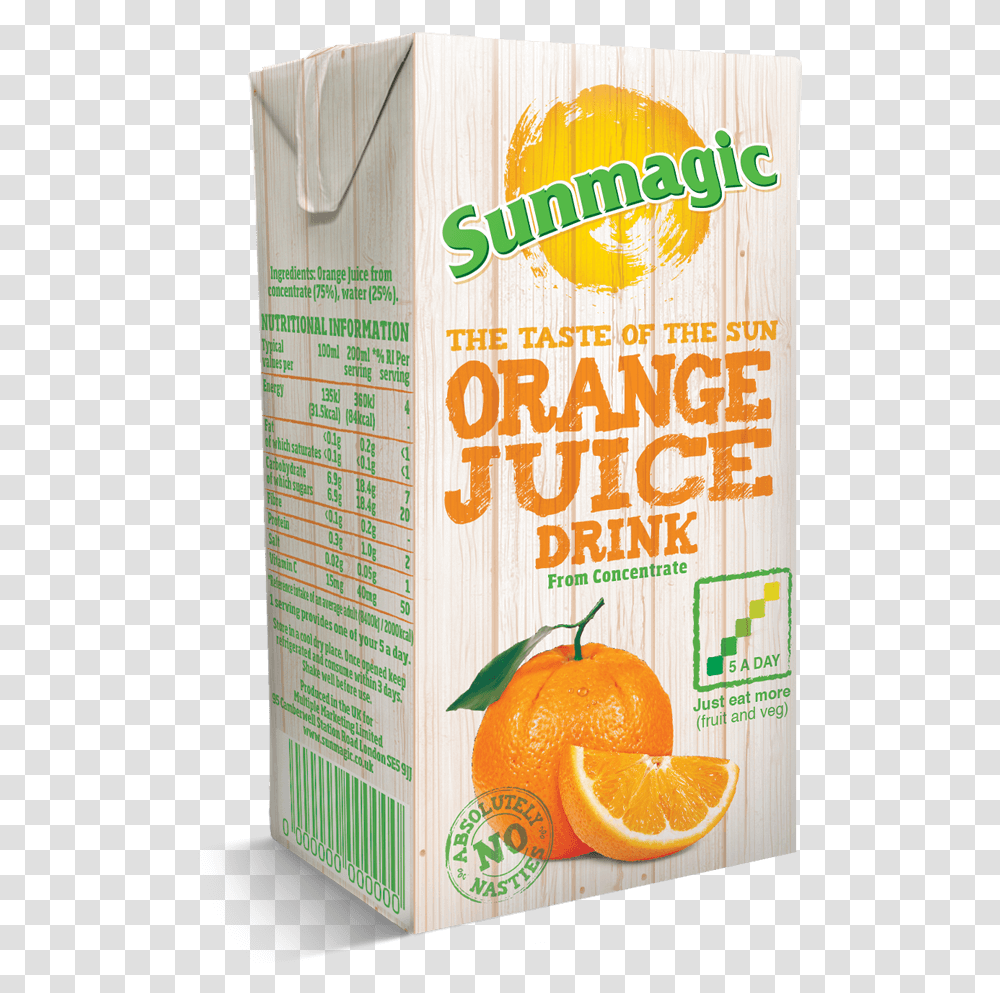 Orange Juice Sunmagic Orange Carton With Straw Sunmagic, Beverage, Drink, Citrus Fruit, Plant Transparent Png