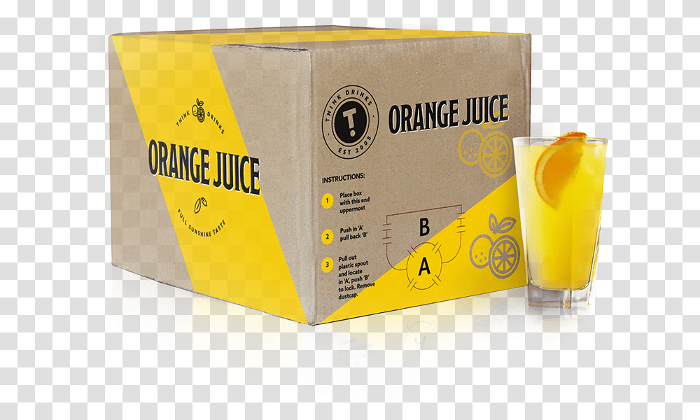Orange Juice Think Drinks Orange Drink, Box, Carton, Cardboard, Poster Transparent Png