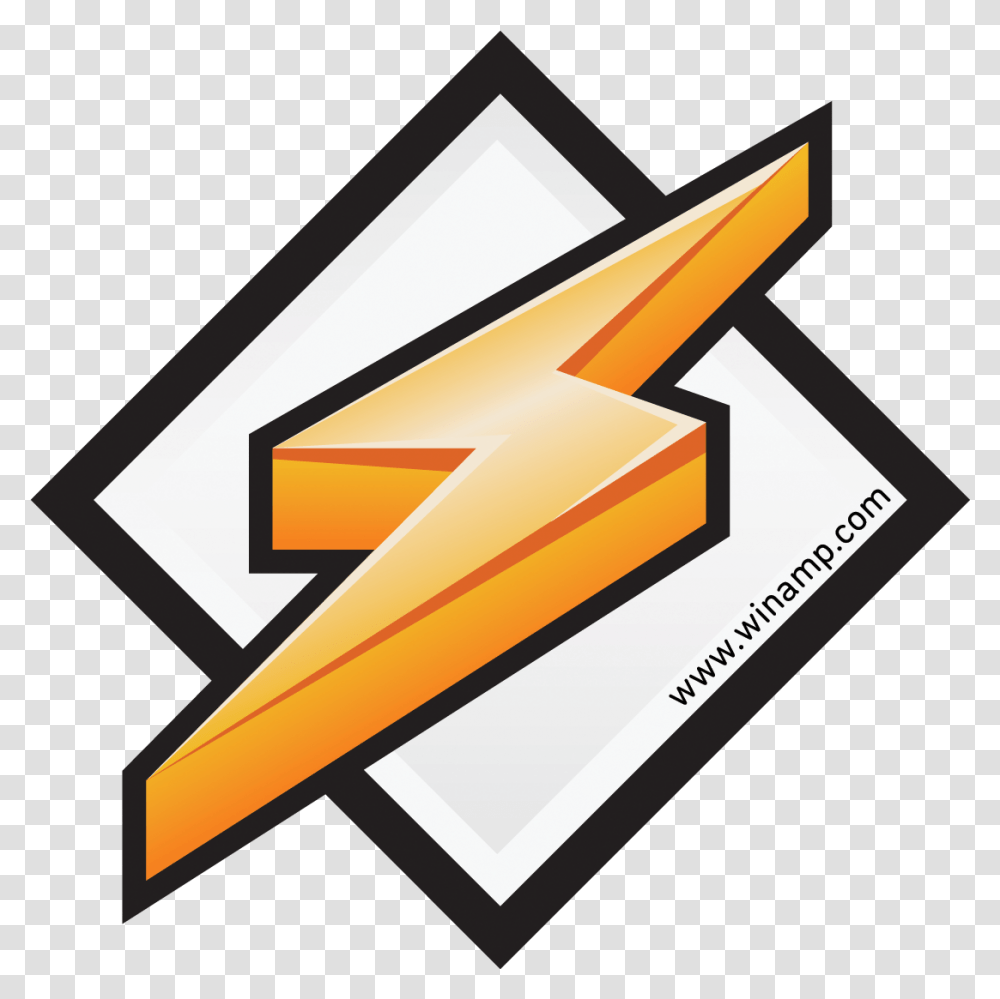 Orange Lightning Bolt Logo Free Image Winamp Media Player Logo, Symbol, Text, Triangle, Paper Transparent Png