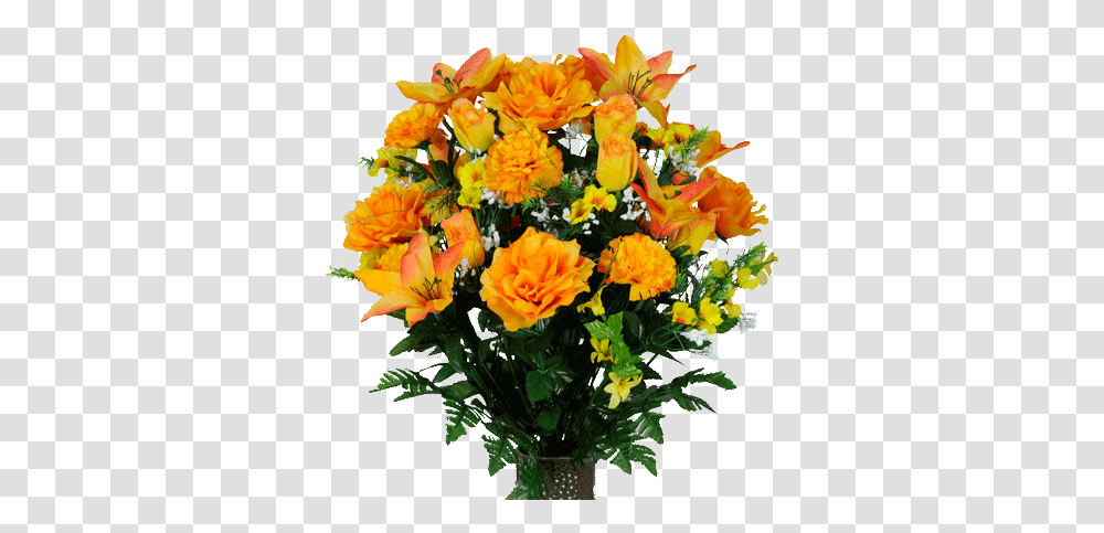 Orange Lily And Yellow Rose Mix Orange Flower Vase, Plant, Flower Bouquet, Flower Arrangement, Blossom Transparent Png